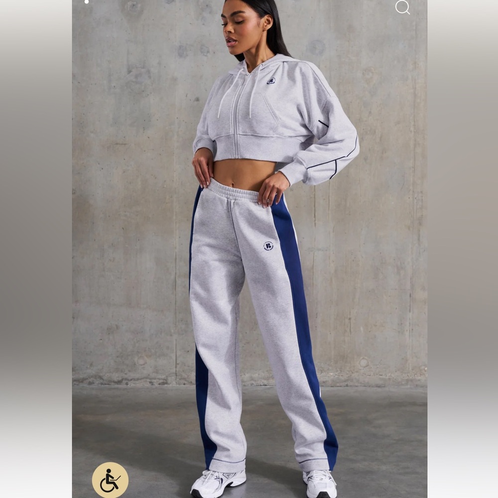 Oh Polly Bo+Tee Elite Wide Leg Sweatpants in Grey